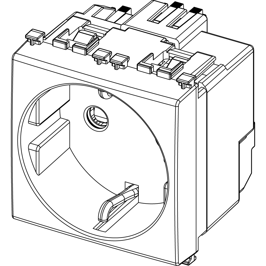 Vimar Arké 19208 SICURY SCHUKO Socket Outlet, 16A 250V, 2-Module, IP20 — Quality Boat Parts