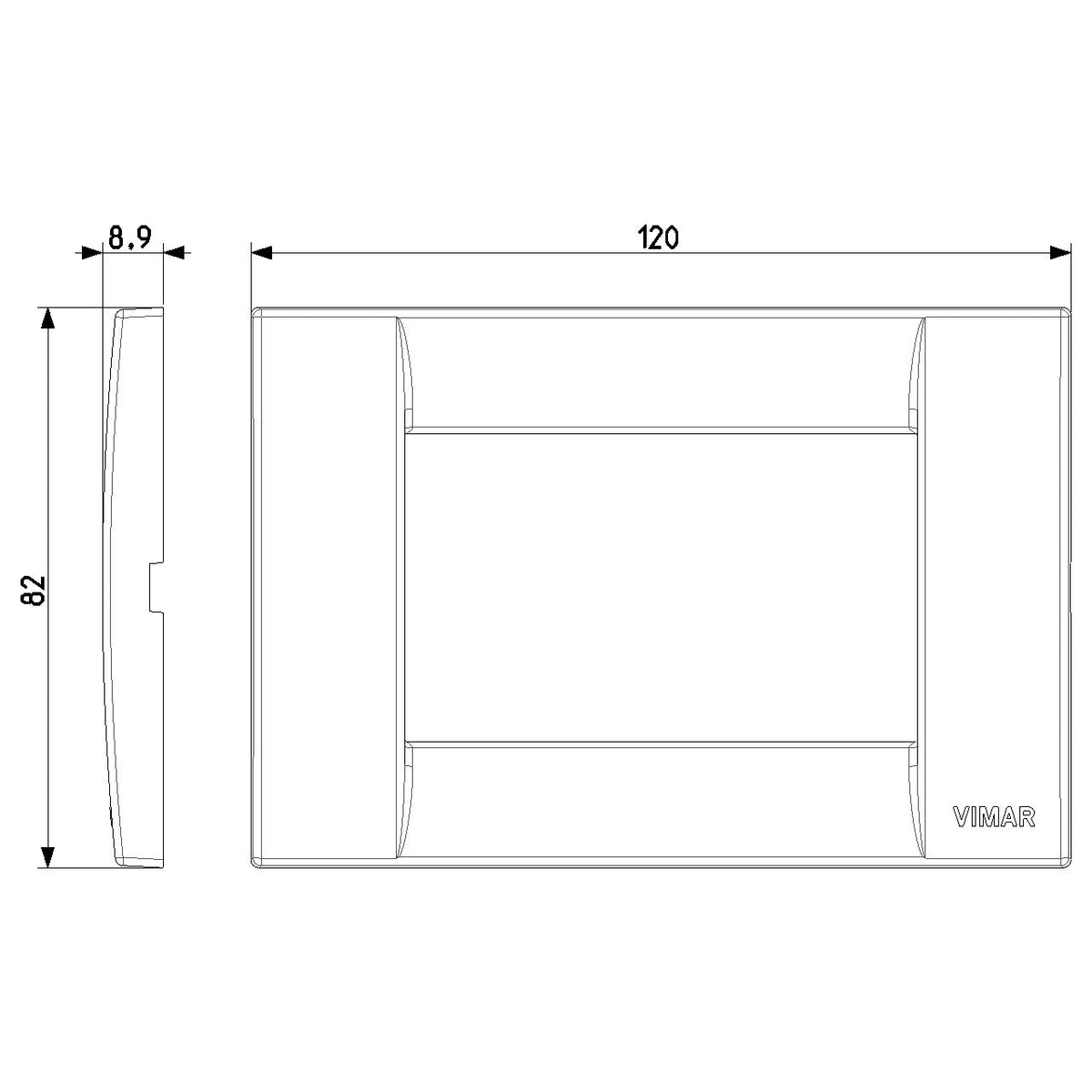 Vimar Idea Classica Cover Plate, 3-Module, Clamp Mounting — Quality Boat Parts