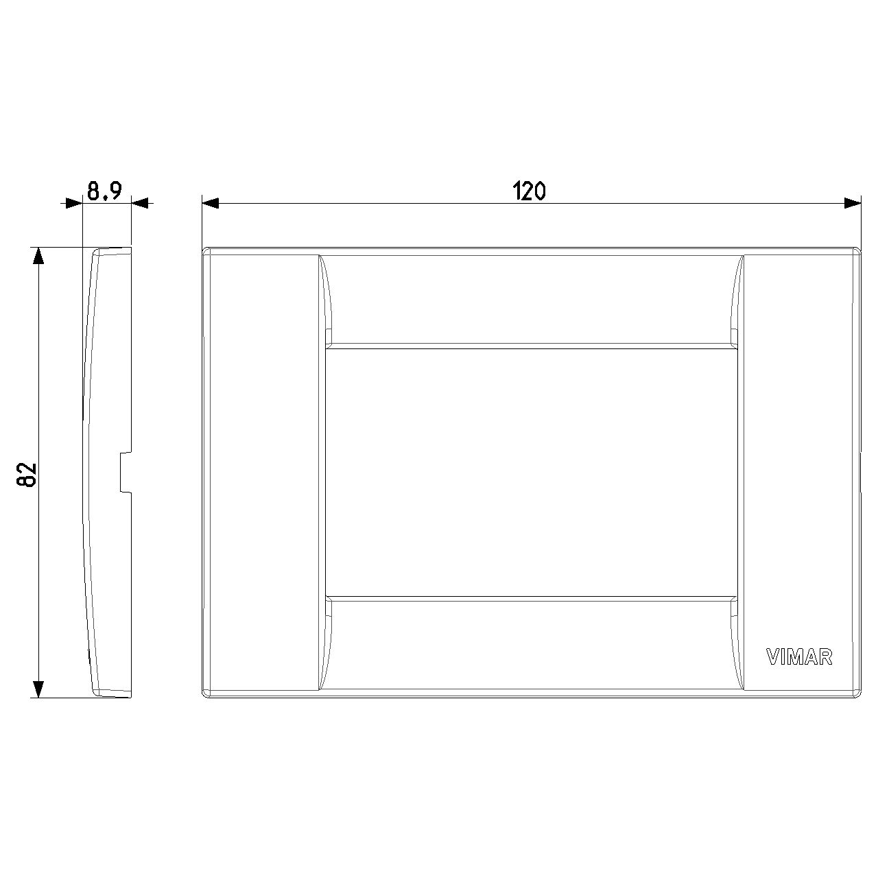 Vimar Idea Classica Cover Plate, 3-Module, Clamp Mounting — Quality Boat Parts