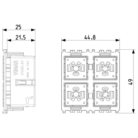 Vimar By-me Plus 4-Button Home Automation Control, 2-Module, RGB LED Locator — Quality Boat Parts