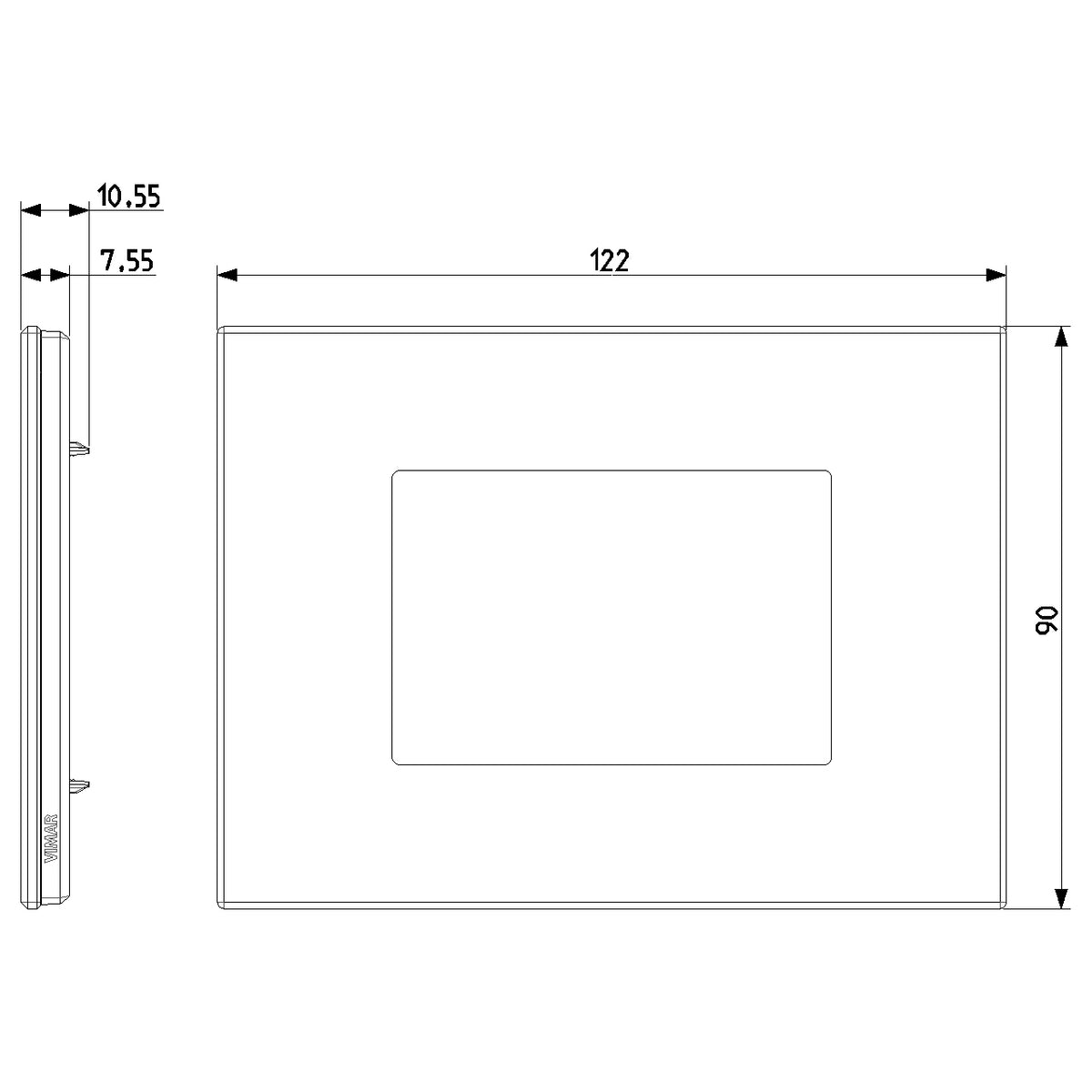 Vimar Eikon Exé 3-Module Cover Plate, 122 x 90 mm, Horizontal/Vertical Mount — Quality Boat Parts