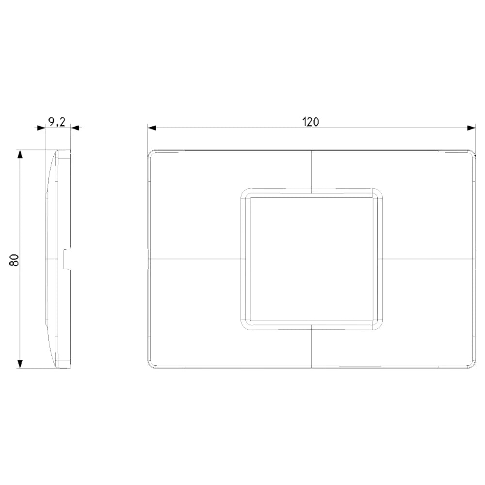 Vimar Plana 2-Central-Module Cover Plate, 120x80x9mm, IP00, Clamp Mount — Quality Boat Parts