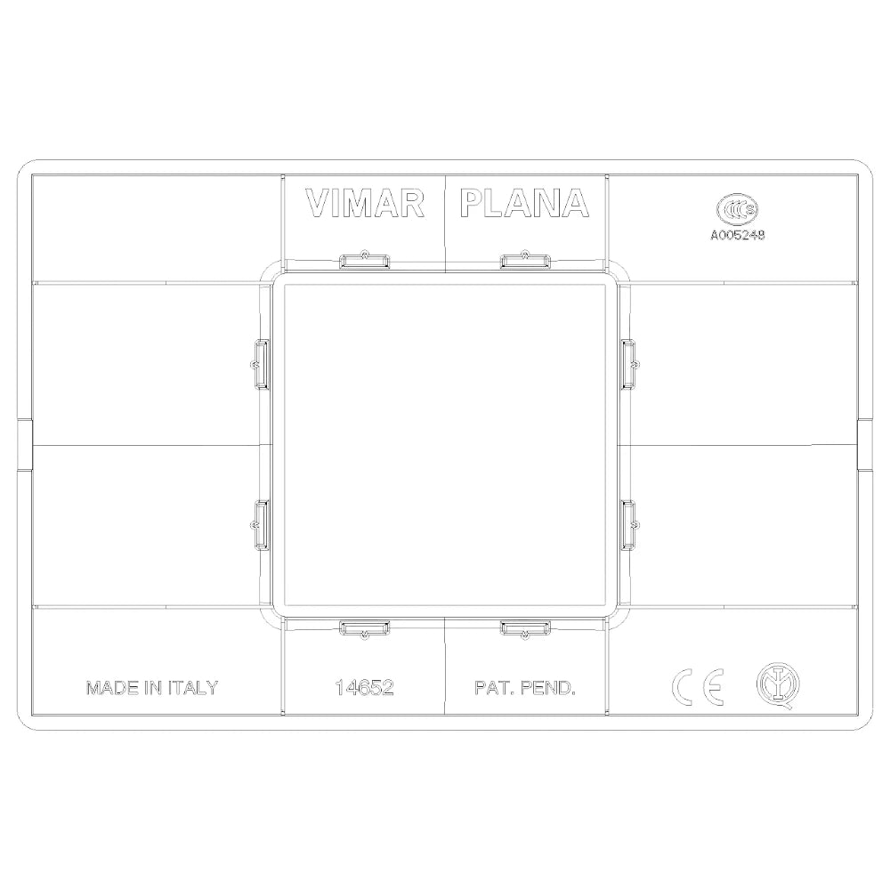Vimar Plana 2-Central-Module Cover Plate, 120x80x9mm, IP00, Clamp Mount — Quality Boat Parts
