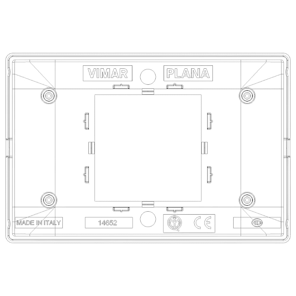 Vimar Plana 2-Central-Module Cover Plate, 120x80x9mm, IP00, Clamp Mount — Quality Boat Parts