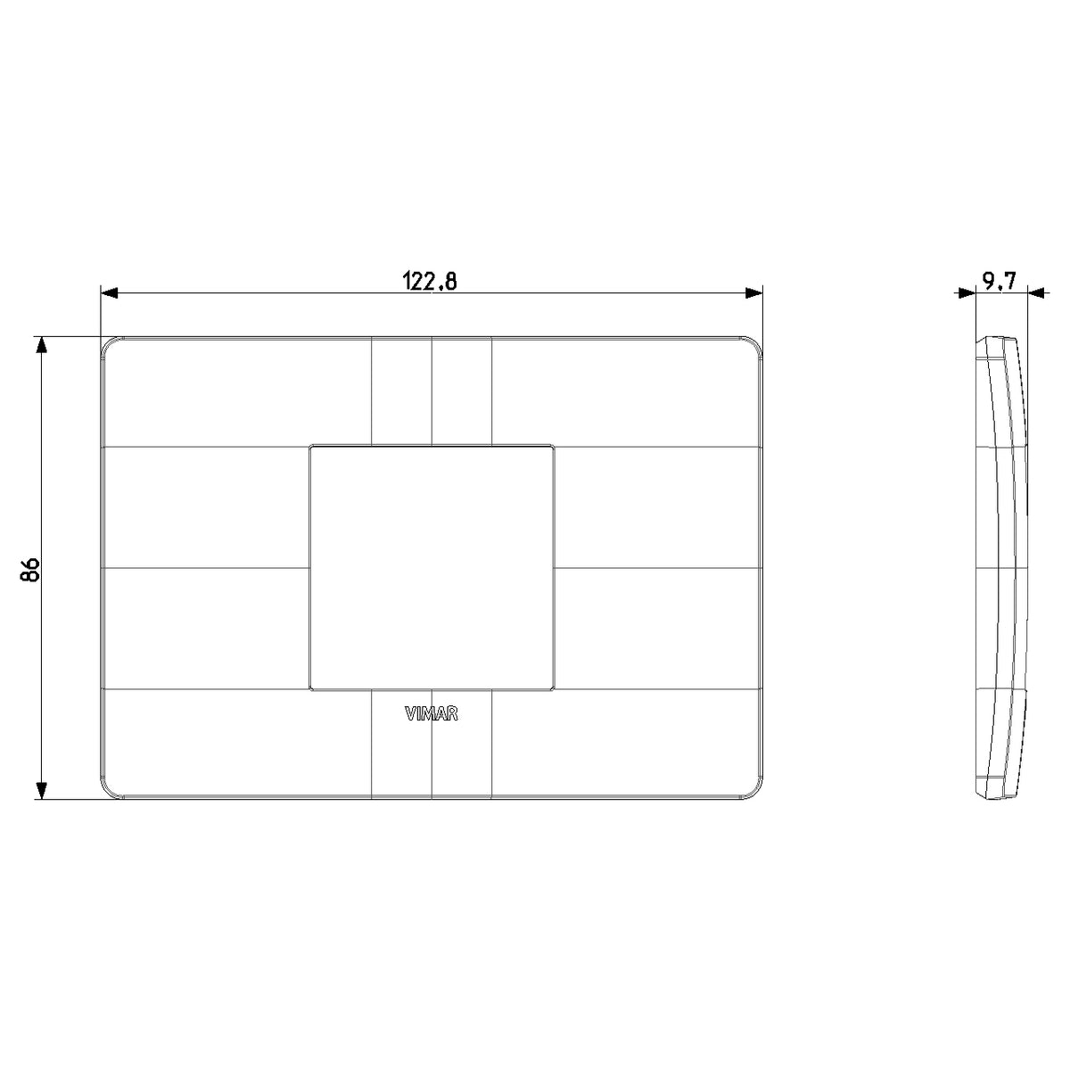 Vimar Plana 2-Central-Module Cover Plate, 120x80x9mm, IP00, Clamp Mount — Quality Boat Parts