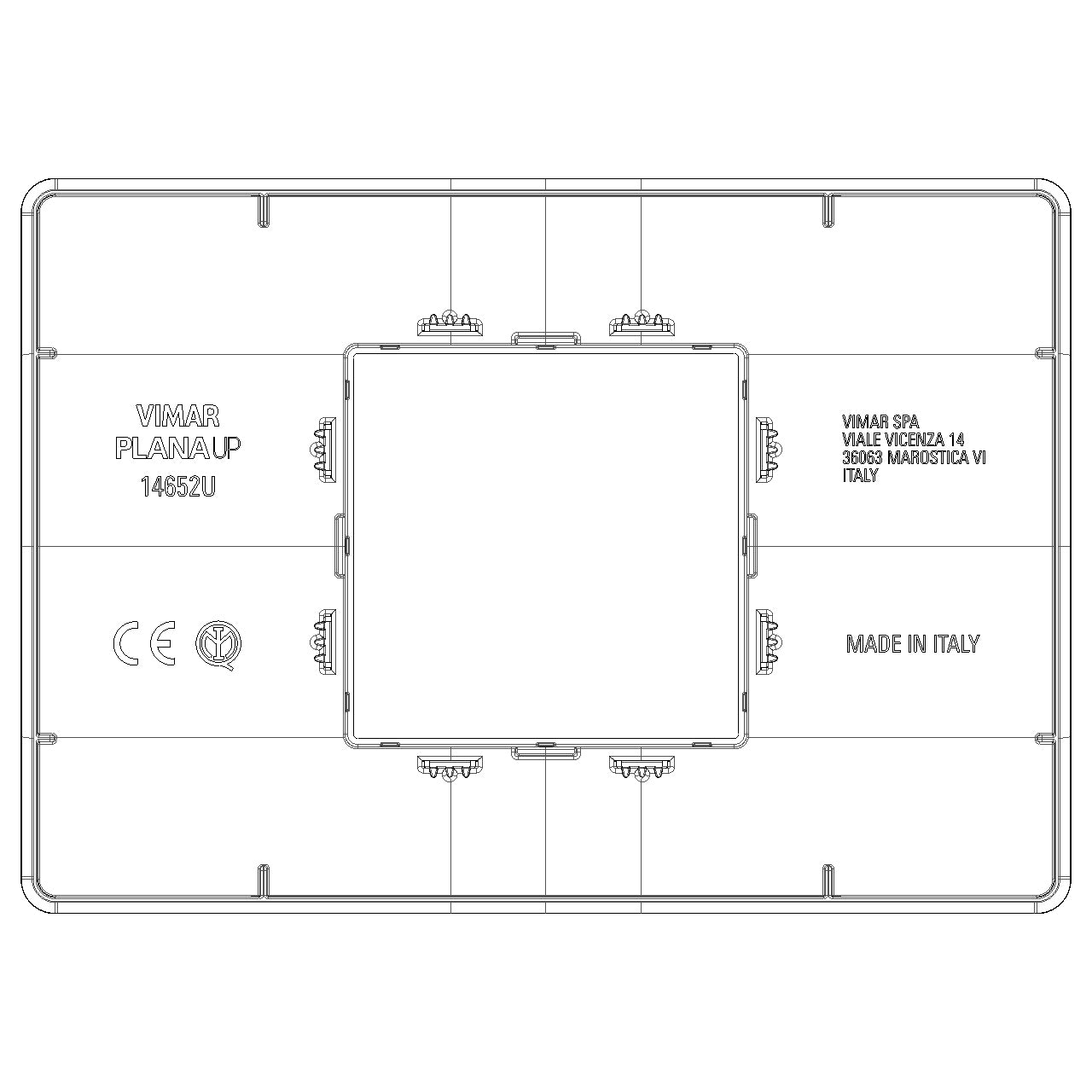 Vimar Plana 2-Central-Module Cover Plate, 120x80x9mm, IP00, Clamp Mount — Quality Boat Parts