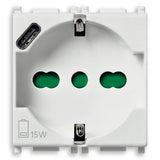Vimar Plana 2P+E Universal Socket Outlet, 16A, 250V, IP20, Flush Mount — Quality Boat Parts
