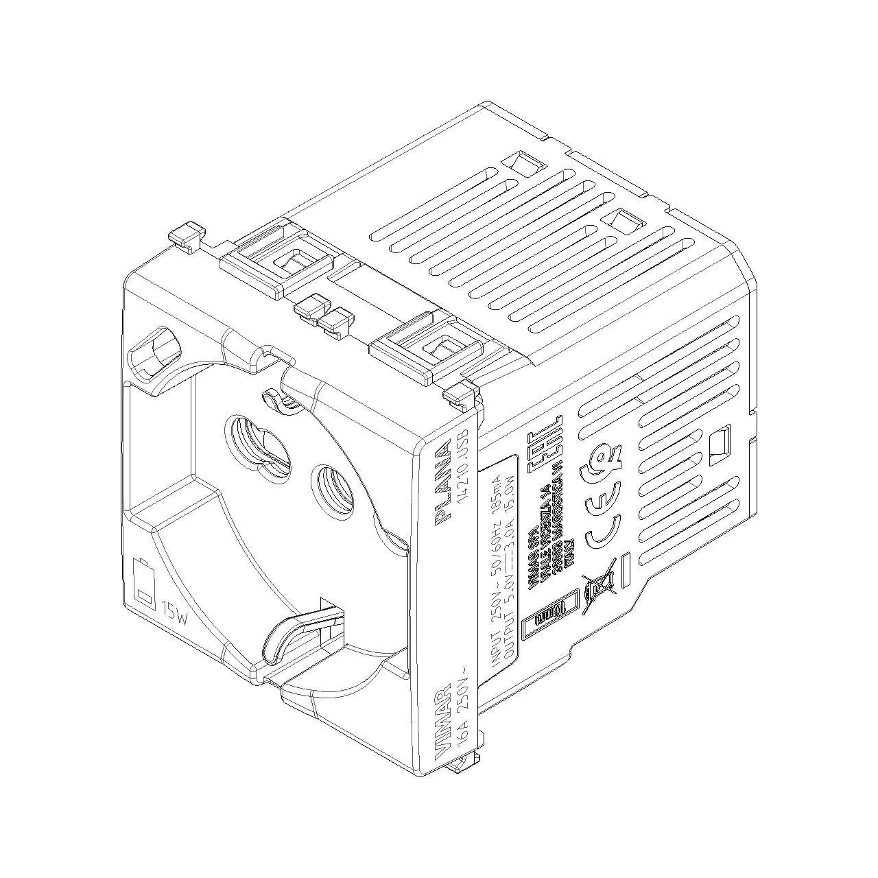 Vimar Plana 2P+E Universal Socket Outlet, 16A, 250V, IP20, Flush Mount — Quality Boat Parts