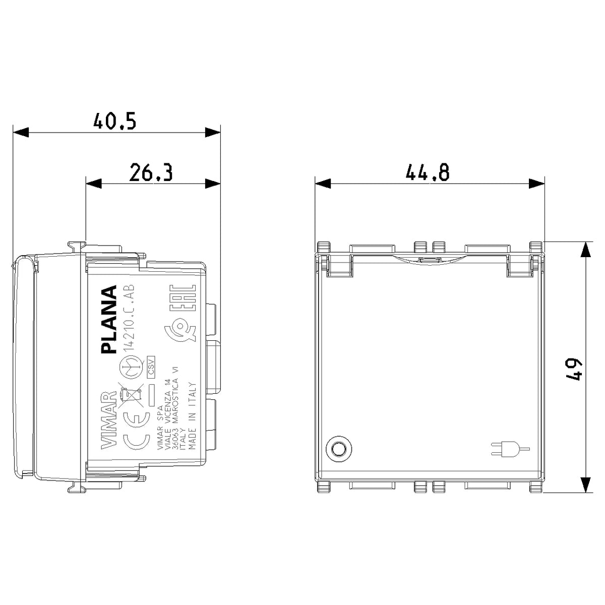 Vimar Plana 2P+E Universal Socket Outlet, 16A, 250V, IP20, Flush Mount — Quality Boat Parts