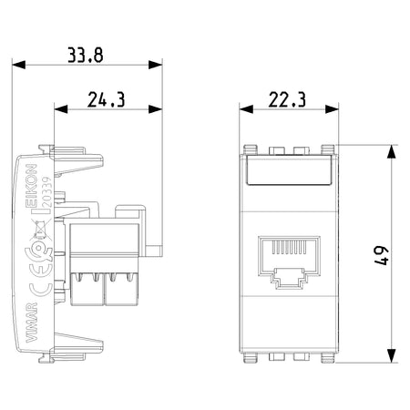 Vimar EIKON RJ45 Netsafe Outlet, T568A/B, Insulation-Piercing Terminals — Quality Boat Parts
