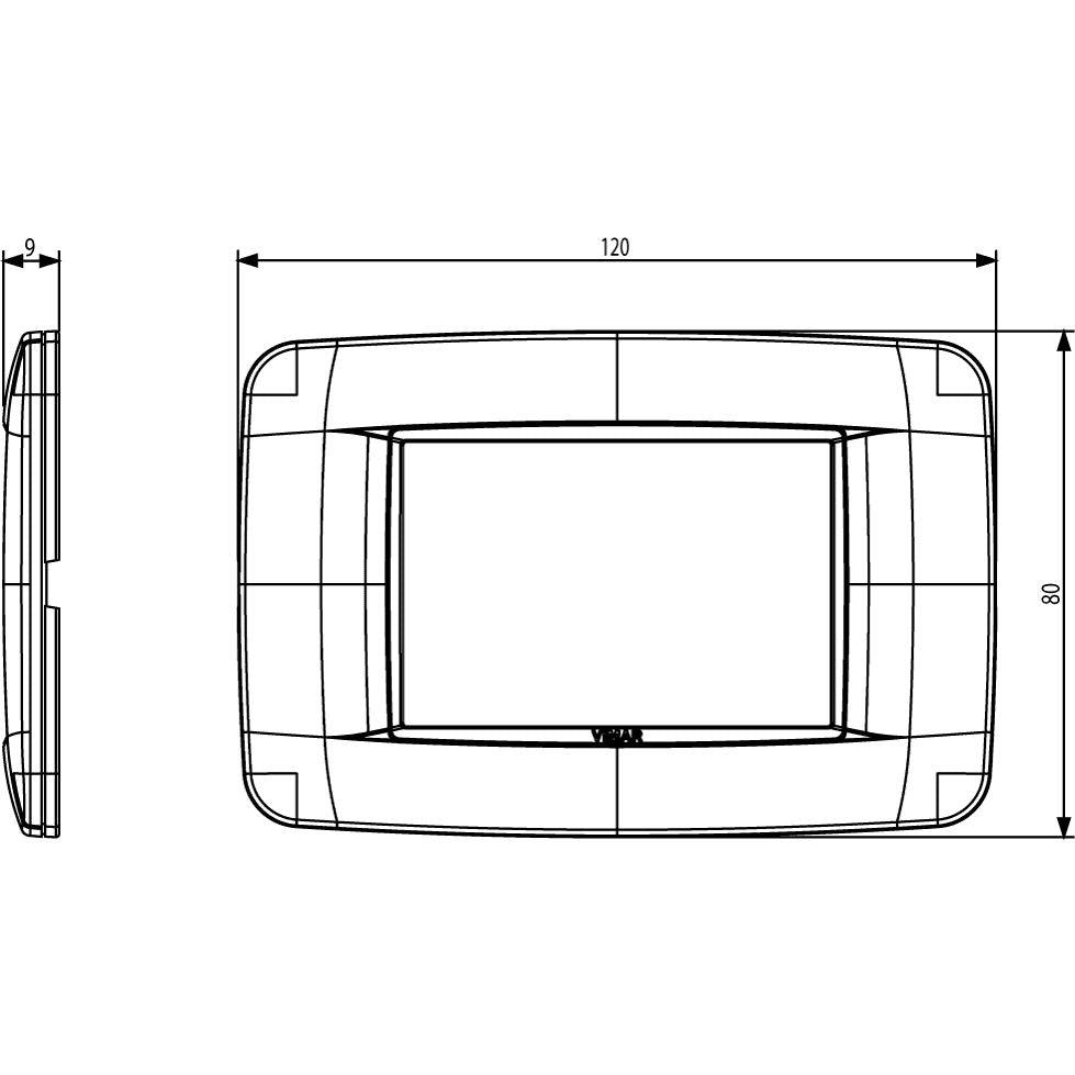 Vimar Eikon 3-Module Round Cover Plate, 120 x 80 mm, For 21613 Frame — Quality Boat Parts
