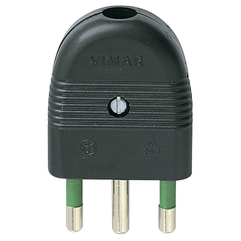 Vimar Mille Series 2P+E 16A Axial Plug, Italian S17, 250V, IP20 — Quality Boat Parts