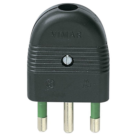 Vimar Mille Series 2P+E 16A Axial Plug, Italian S17, 250V, IP20 — Quality Boat Parts