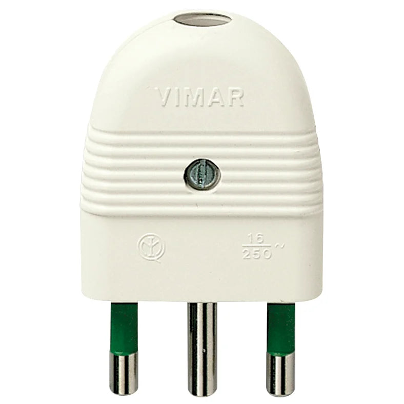 Vimar Mille Series 2P+E 16A Axial Plug, Italian S17, 250V, IP20 — Quality Boat Parts