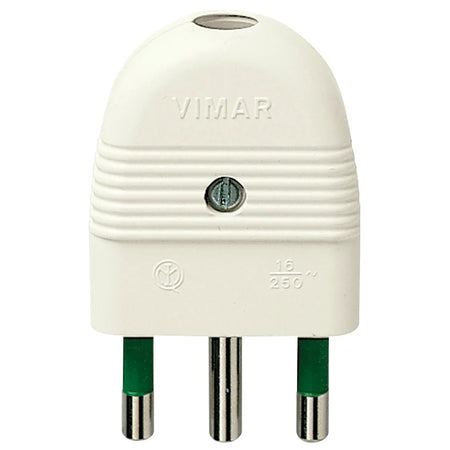 Vimar Mille Series 2P+E 16A Axial Plug, Italian S17, 250V, IP20 — Quality Boat Parts