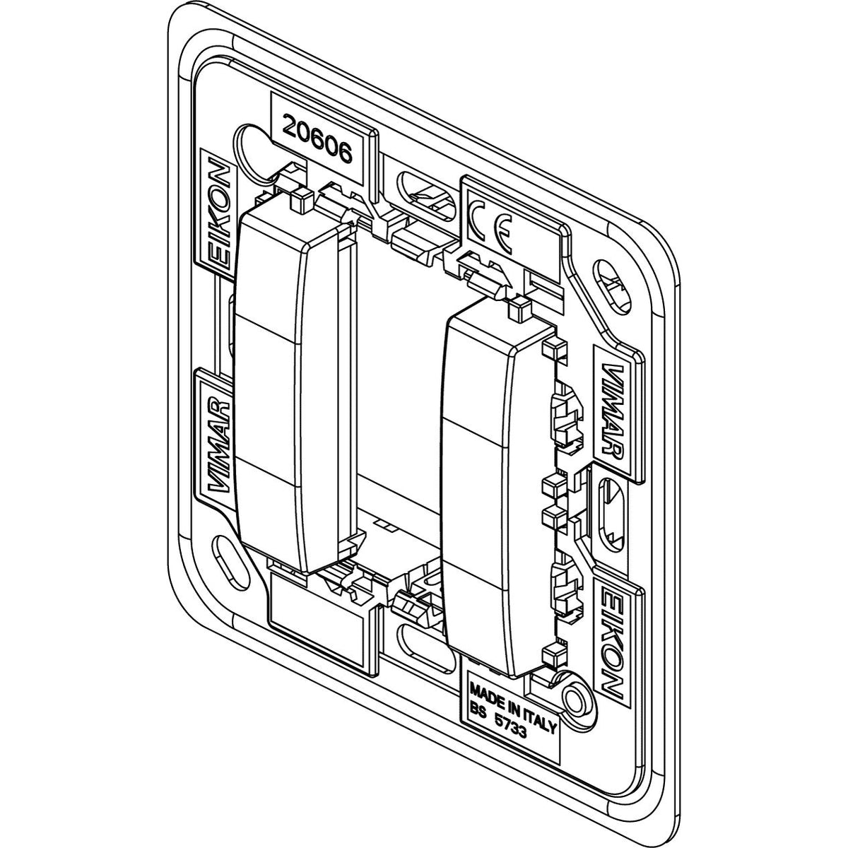 Vimar Eikon 1-Module Mounting Frame, For Square British Standard Mounting Boxes, With Screws — Quality Boat Parts