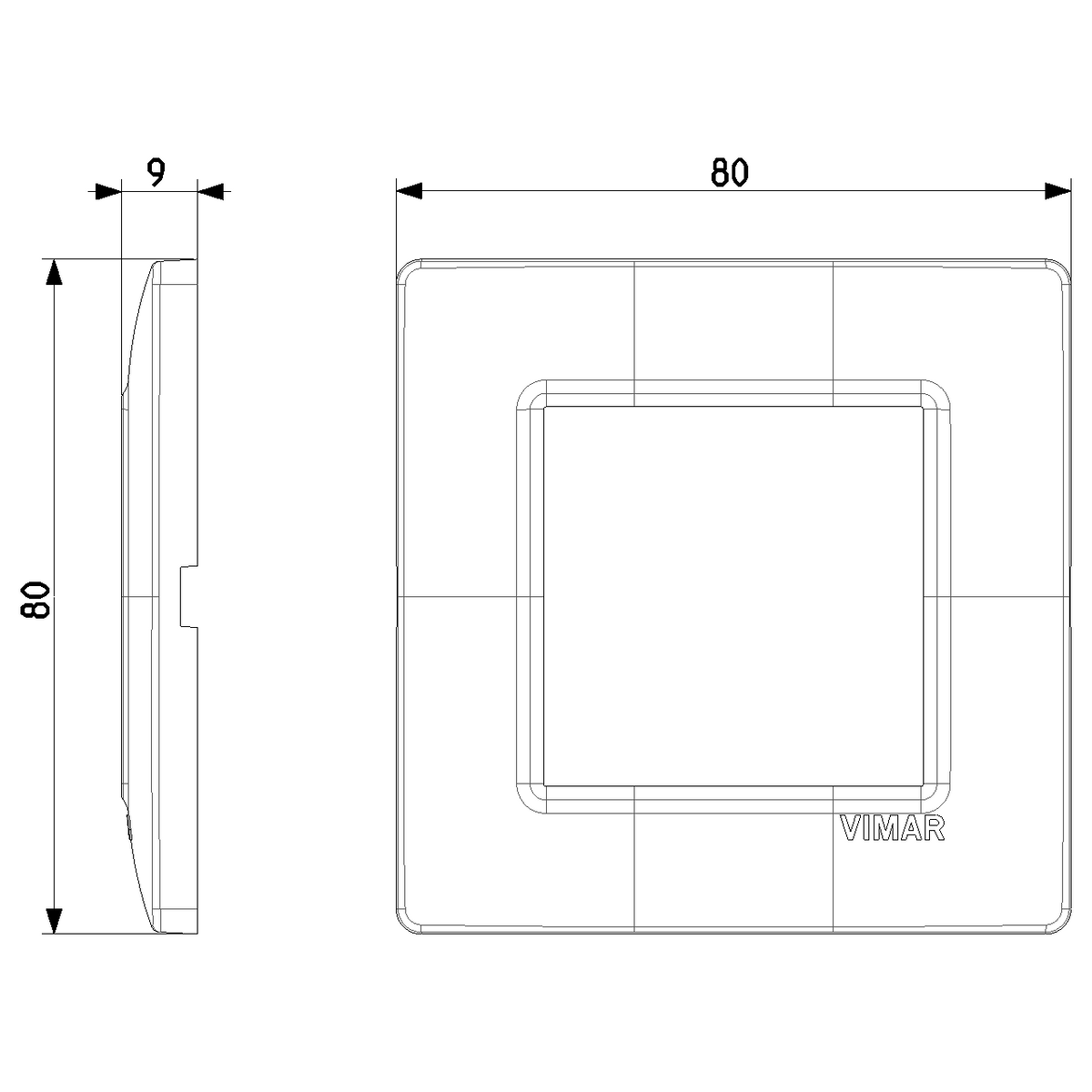 Vimar Plana 2-Module Cover Plate, IP00 — Quality Boat Parts