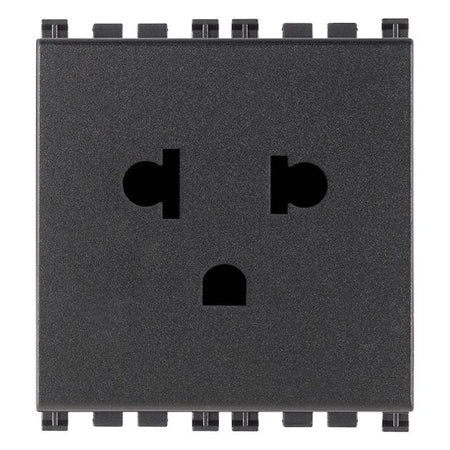 Vimar ARKÉ 2P+E USA+EU SICURY Socket Outlet, 2 Modules, 16A 250V, Flush-Mounted, Screw Terminal, IP20 — Quality Boat Parts