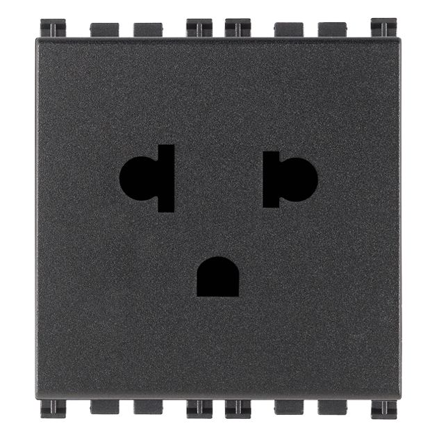 Vimar ARKÉ 2P+E USA+EU SICURY Socket Outlet, 2 Modules, 16A 250V, Flush-Mounted, Screw Terminal, IP20 — Quality Boat Parts