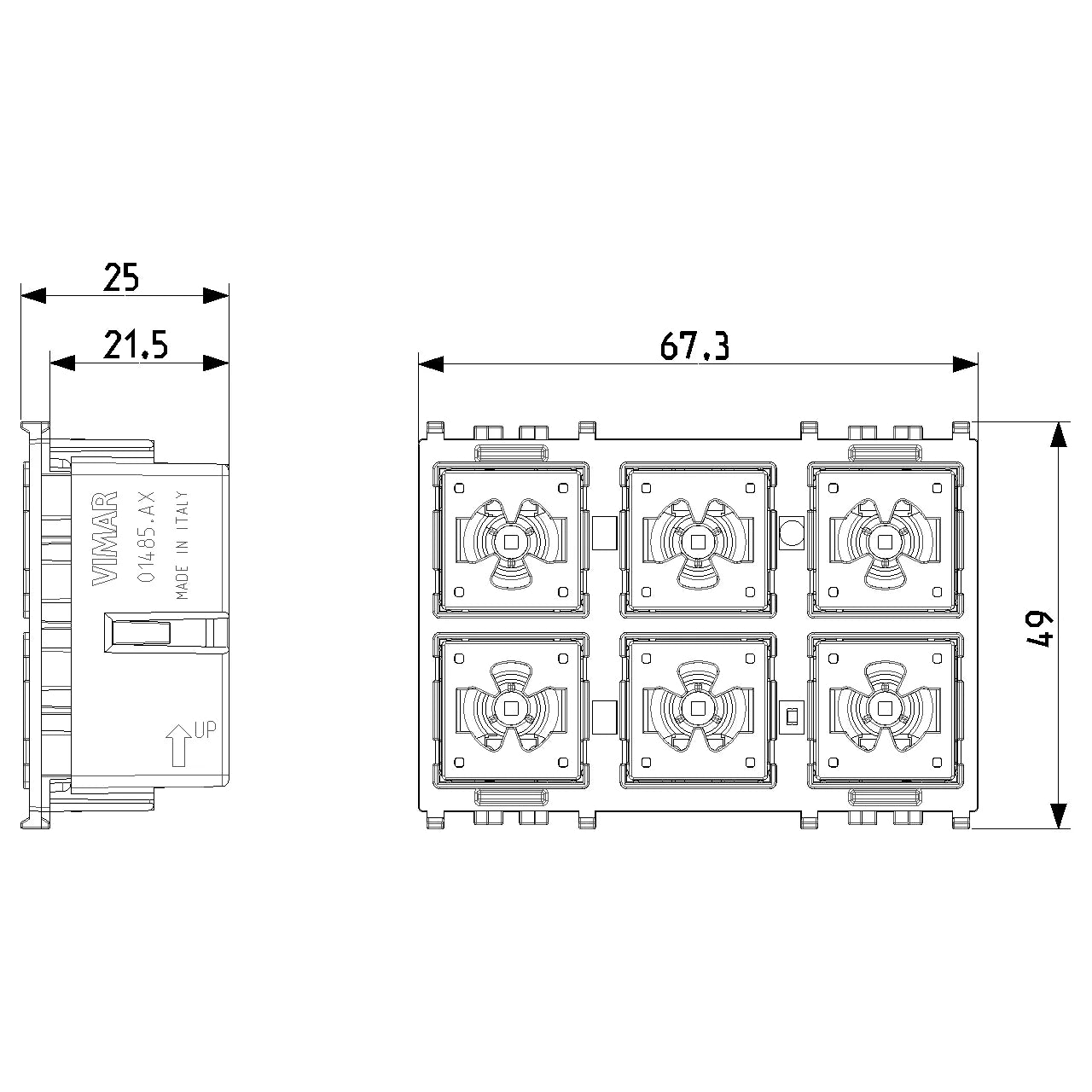 Vimar By-me Plus 6-Button Home Automation Control, 3-Module, RGB LED — Quality Boat Parts