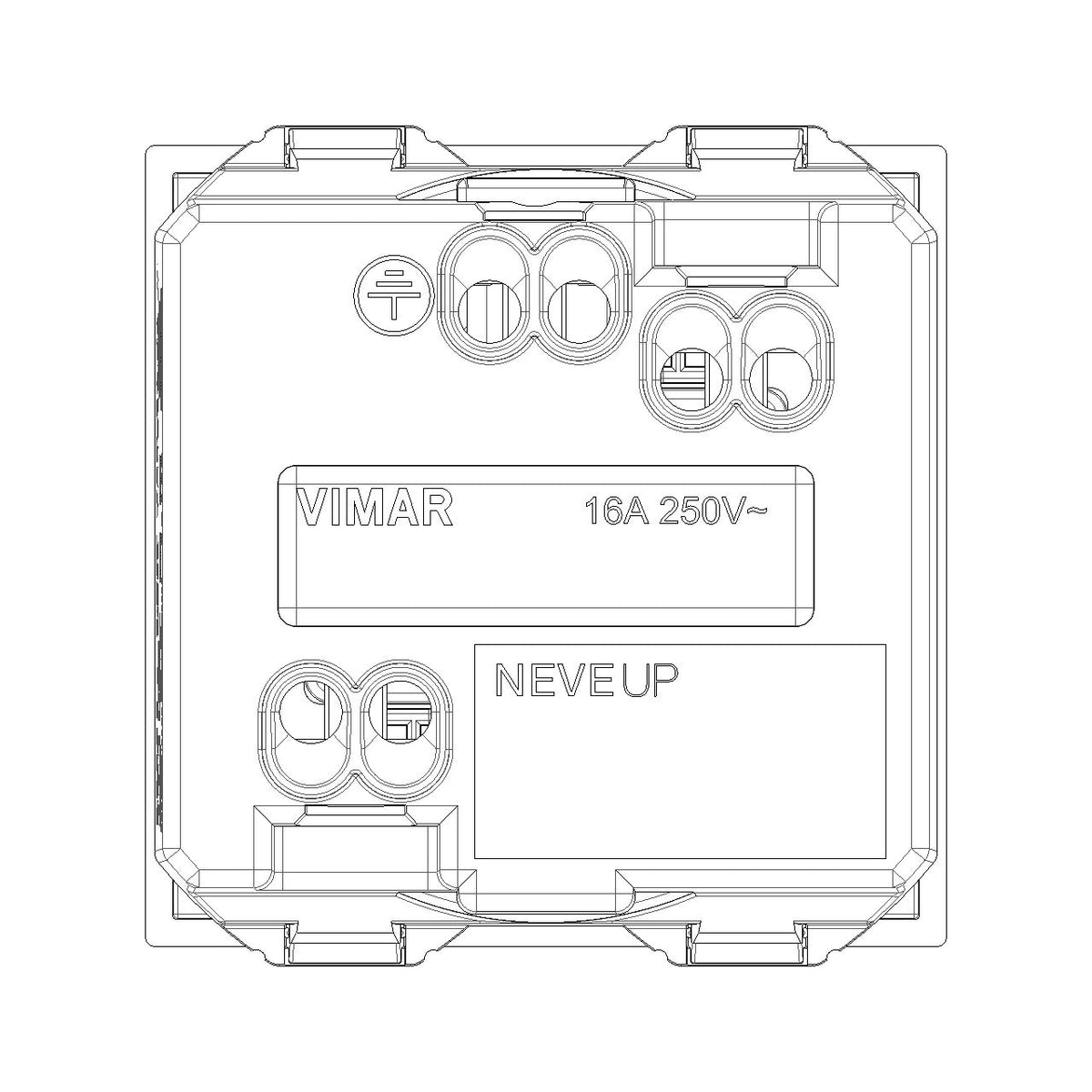 Vimar Neve Up 2P+E 16A P30 SICURY Socket Outlet, 250V, 2 Modules, Flush Mount — Quality Boat Parts