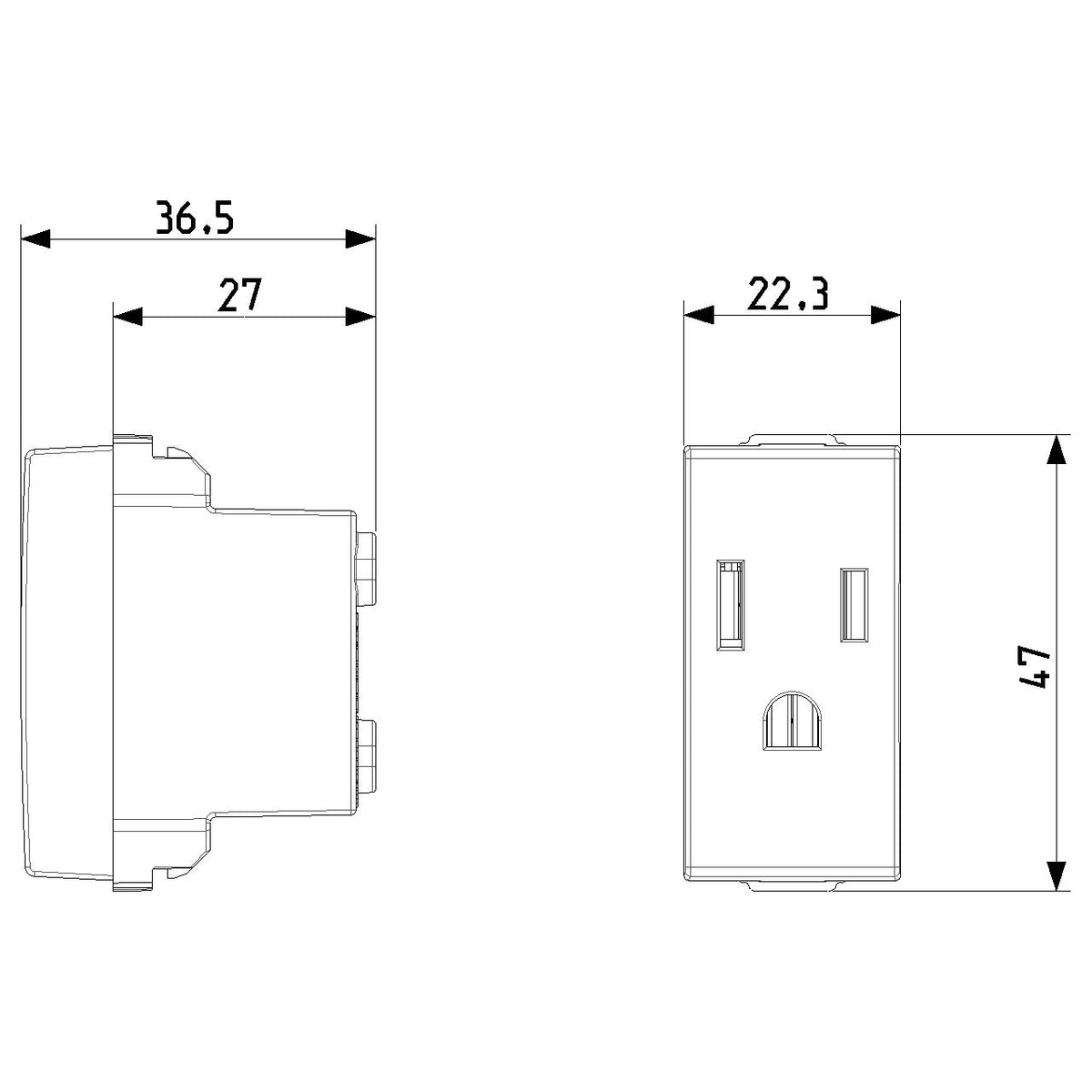 Vimar Neve Up 2P+E 15A USA+SASO Socket Outlet, 127V, Flush Mount — Quality Boat Parts
