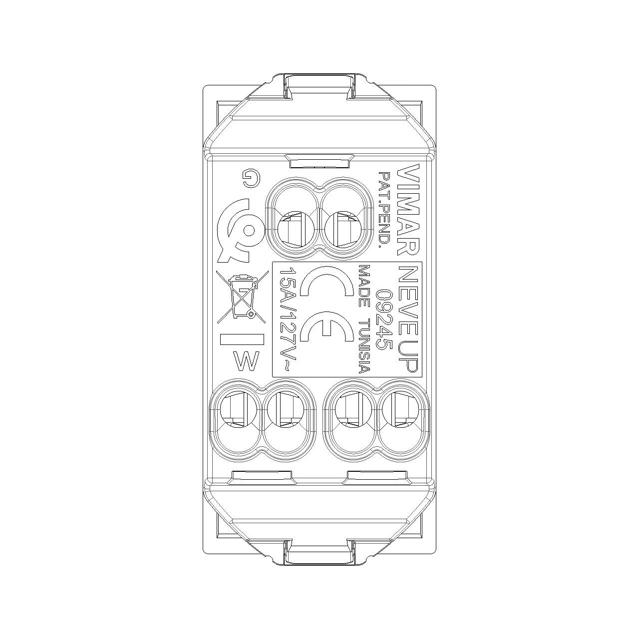 Vimar Neve Up 2P+E 15A USA+SASO Socket Outlet, 127V, Flush Mount — Quality Boat Parts