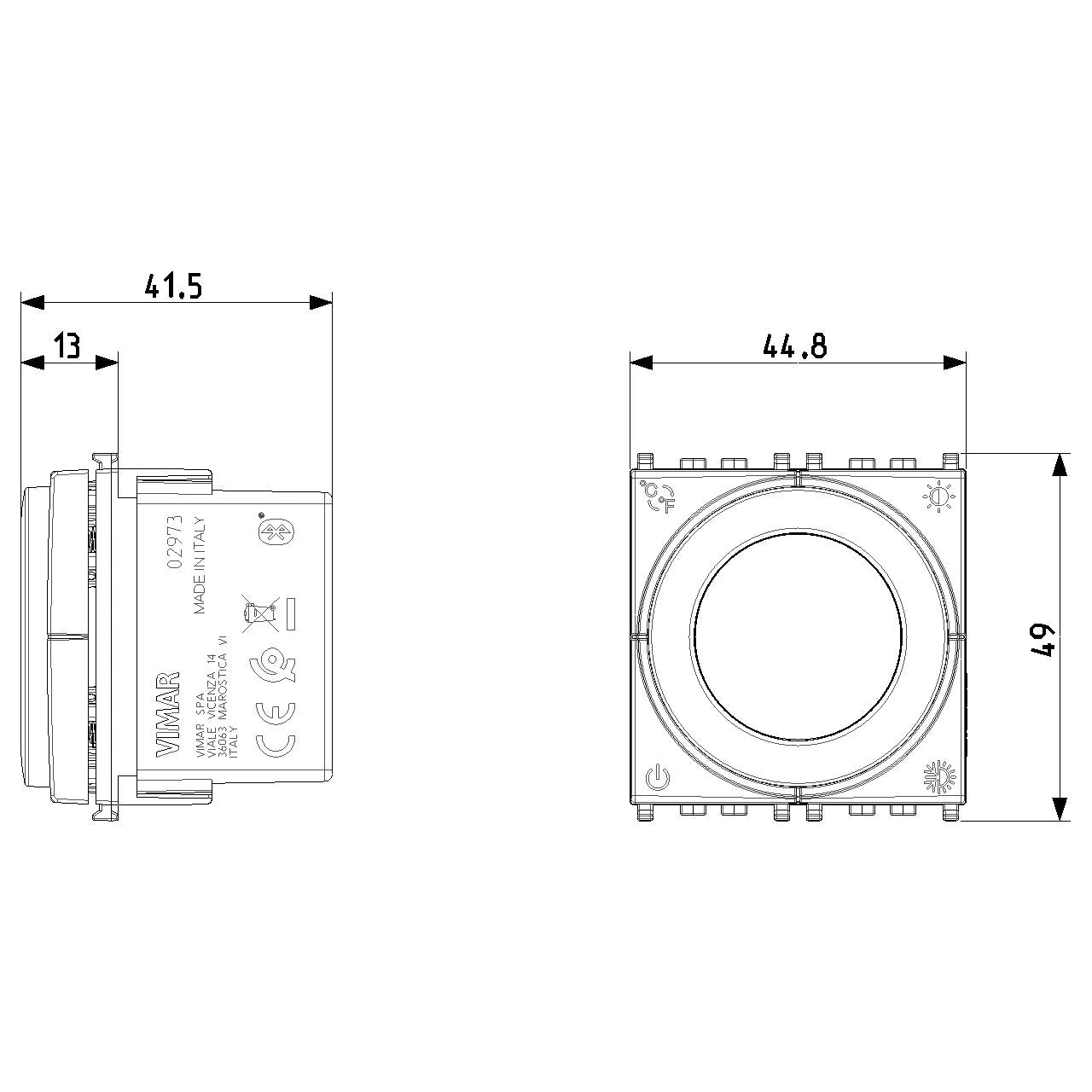 Vimar View Wireless IoT Dial Thermostat, 100-240V, 2-Module, Bluetooth 5.0 — Quality Boat Parts
