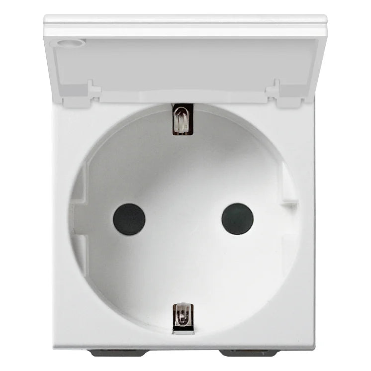 Vimar Neve Up German Standard SICURY Socket Outlet, 2P+E, 16A, 250V, 2 Modules — Quality Boat Parts