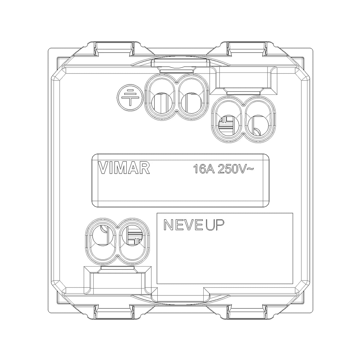 Vimar Neve Up German Standard SICURY Socket Outlet, 2P+E, 16A, 250V, 2 Modules — Quality Boat Parts
