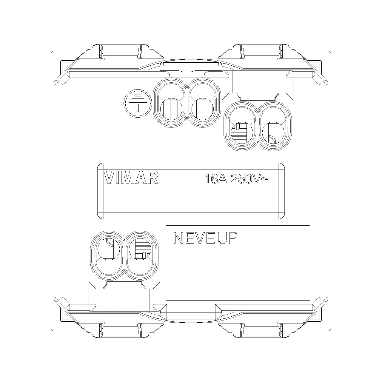 Vimar Neve Up German Standard SICURY Socket Outlet, 2P+E, 16A, 250V, 2 Modules — Quality Boat Parts