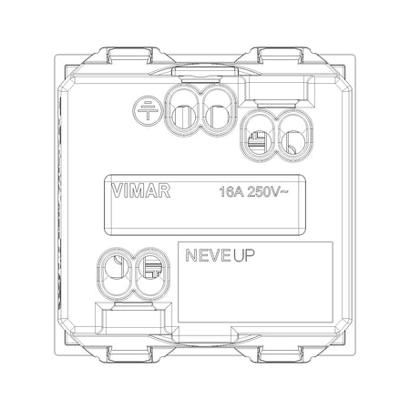 Vimar Neve Up German Standard SICURY Socket Outlet, 2P+E, 16A, 250V, 2 Modules — Quality Boat Parts