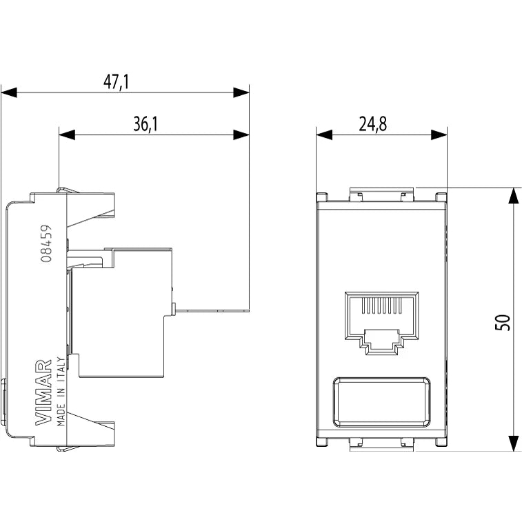 Vimar 8000 Series RJ45 Netsafe Outlet, T568A/B Universal Wiring — Quality Boat Parts