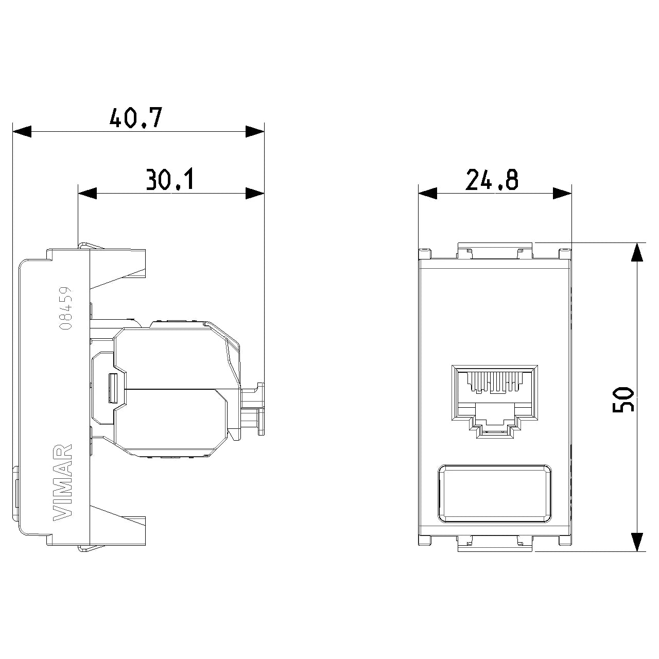 Vimar 8000 Series RJ45 Netsafe Outlet, T568A/B Universal Wiring — Quality Boat Parts