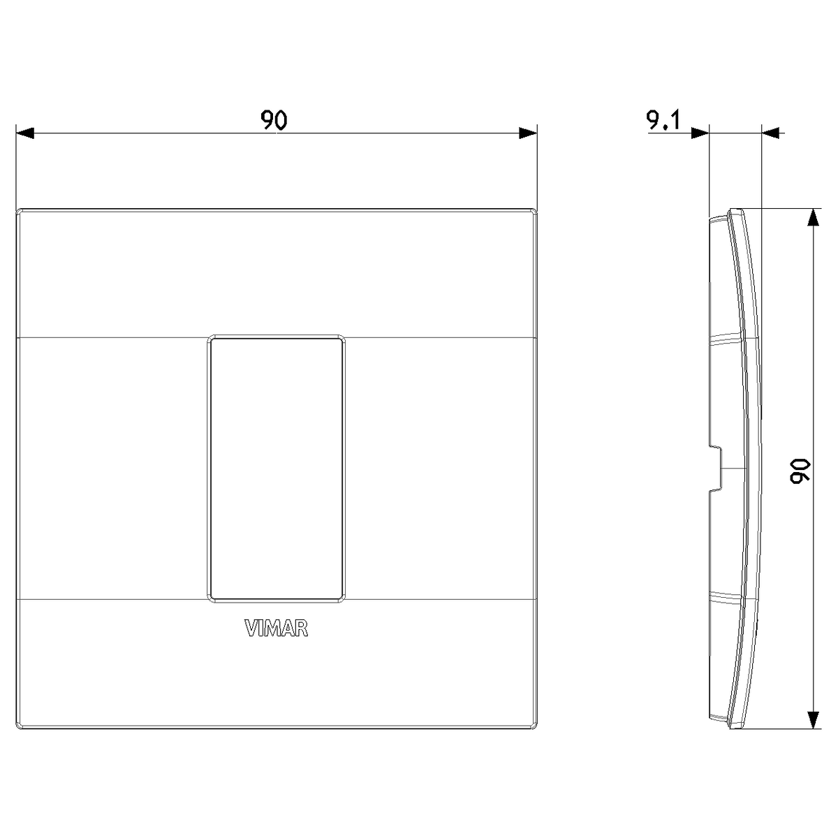 Vimar Arké Classic 1-Module Cover Plate, 90 x 90 mm — Quality Boat Parts