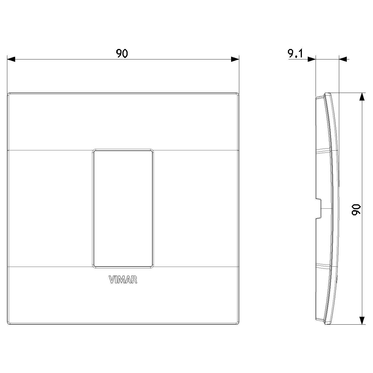 Vimar Arké Classic 1-Module Cover Plate, 90 x 90 mm — Quality Boat Parts