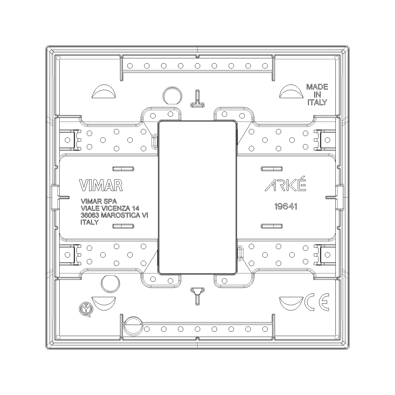 Vimar Arké Classic 1-Module Cover Plate, 90 x 90 mm — Quality Boat Parts