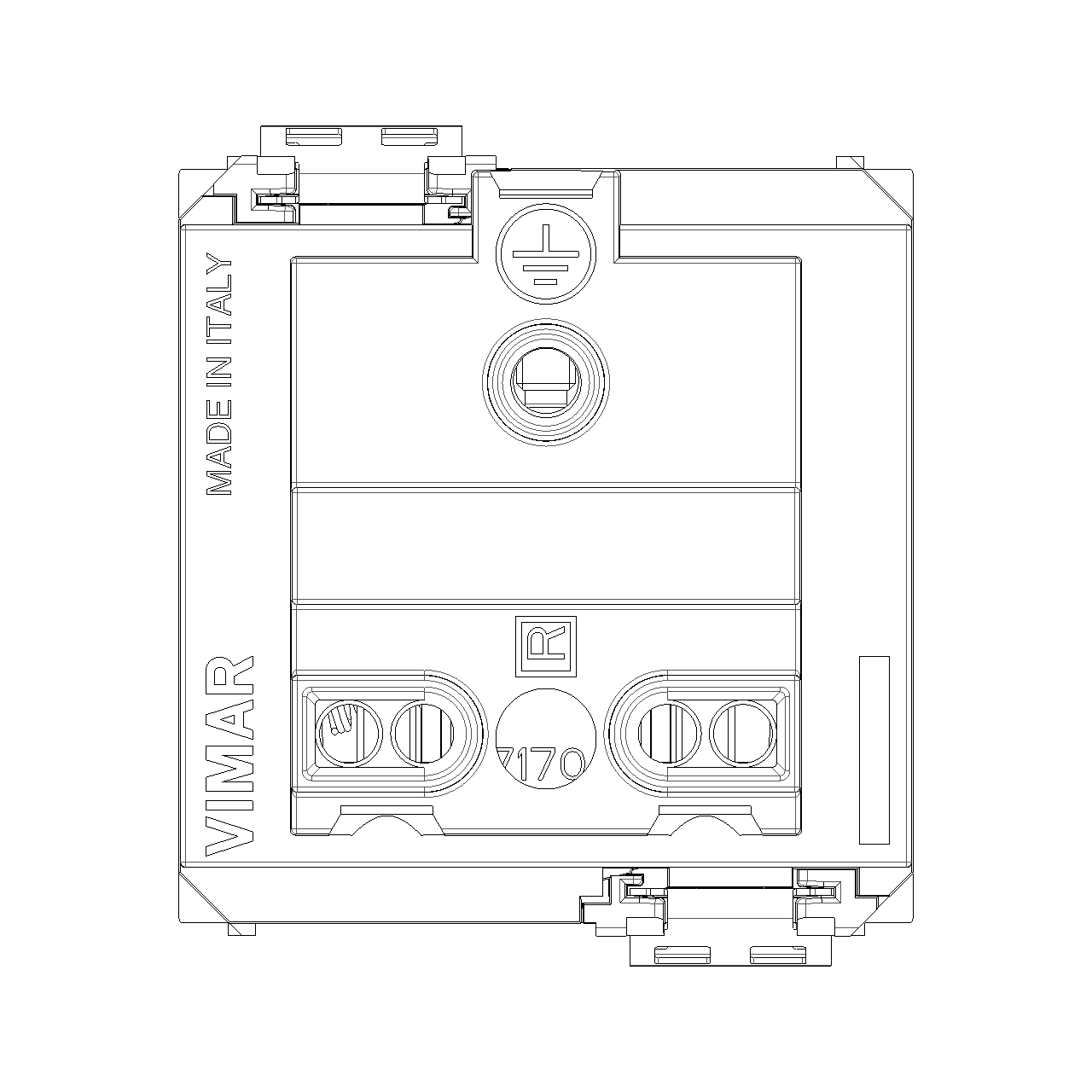 Vimar Idea SICURY French Standard Socket Outlet, 2P+E, 16A 250V, IP20, 2-Module, Flush Mount, Screw Terminal, Enhanced Contact Protection — Quality Boat Parts