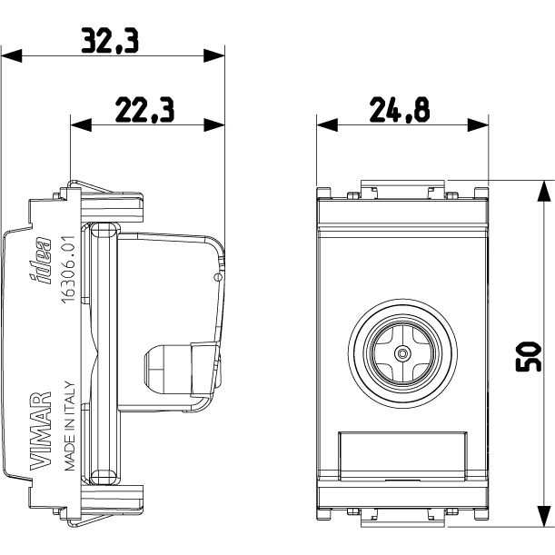 Vimar Idea TV-RD-SAT Socket Outlet, 5-2400 MHz, Male Connector — Quality Boat Parts