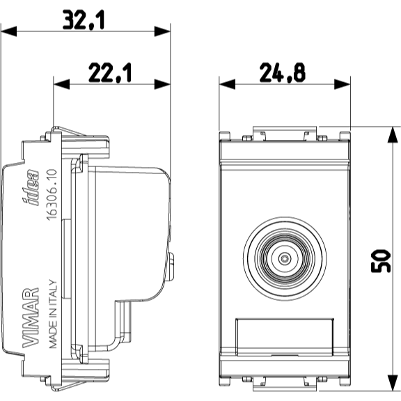 Vimar Idea TV-RD-SAT Socket Outlet, 5-2400 MHz, Male Connector — Quality Boat Parts