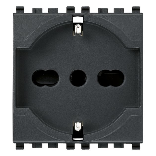 Vimar Eikon SICURY Universal Socket Outlet, 2P+E 16A 250V, Italian P40, 2 Module — Quality Boat Parts