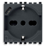 Vimar Eikon SICURY Universal Socket Outlet, 2P+E 16A 250V, Italian P40, 2 Module — Quality Boat Parts