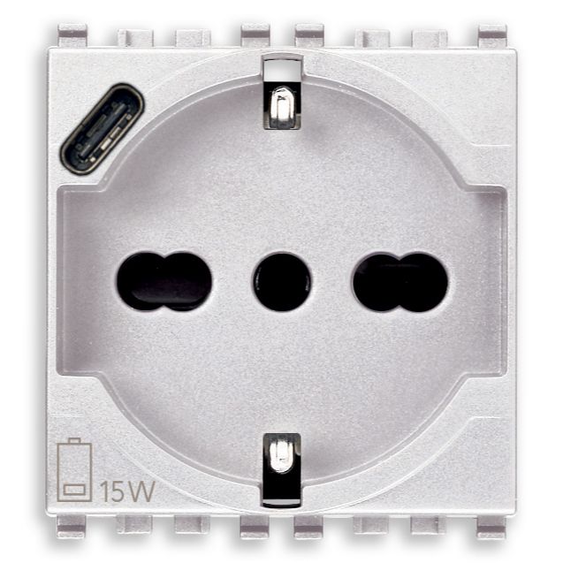 Vimar Eikon SICURY Universal Socket Outlet, 2P+E 16A 250V, Italian P40, 2 Module — Quality Boat Parts