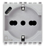 Vimar Eikon SICURY Universal Socket Outlet, 2P+E 16A 250V, Italian P40, 2 Module — Quality Boat Parts