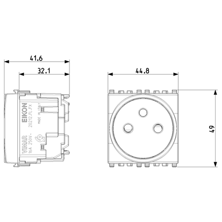 Vimar Eikon SICURY French Standard Socket Outlet, 2P+E 16A 250V, 2-Module — Quality Boat Parts