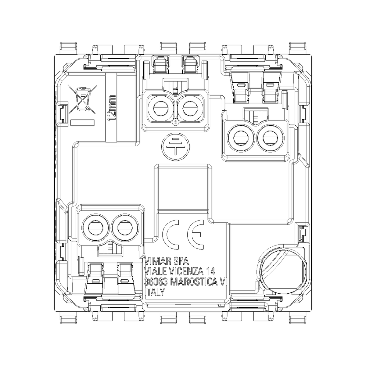 Vimar Eikon SICURY French Standard Socket Outlet, 2P+E 16A 250V, 2-Module — Quality Boat Parts
