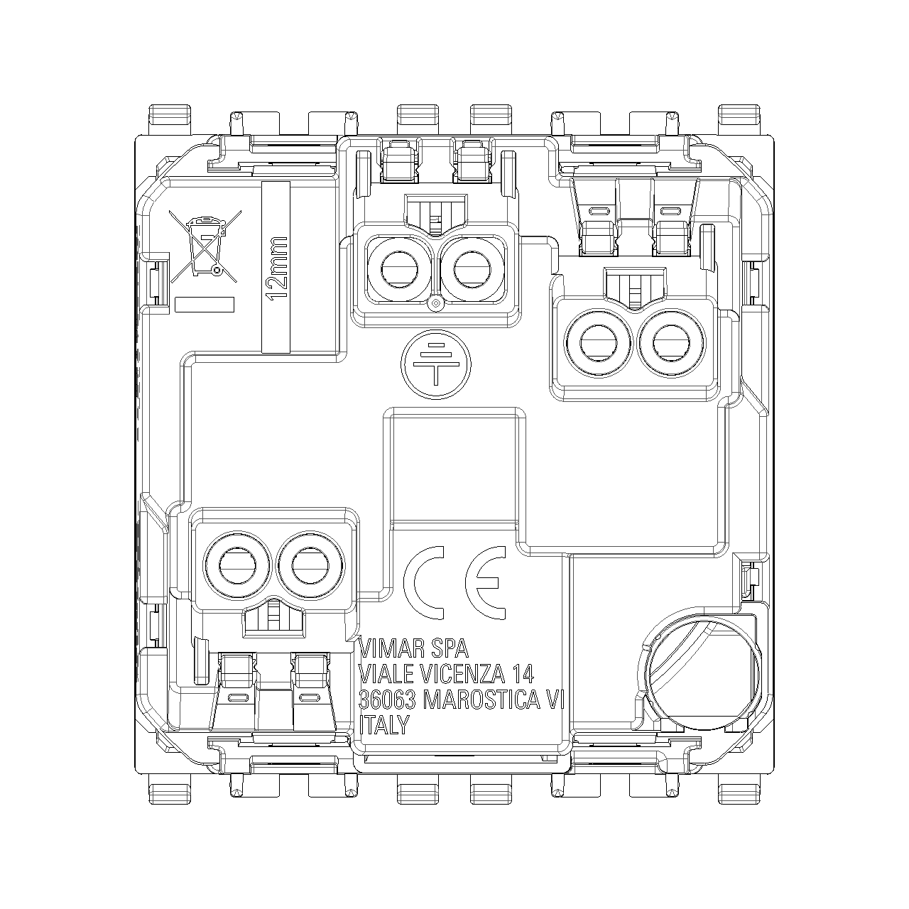 Vimar Eikon SICURY French Standard Socket Outlet, 2P+E 16A 250V, 2-Module — Quality Boat Parts