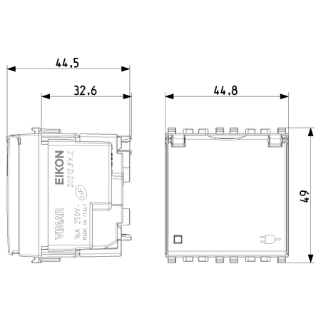 Vimar Eikon SICURY French Standard Socket Outlet, 2P+E 16A 250V, 2-Module — Quality Boat Parts