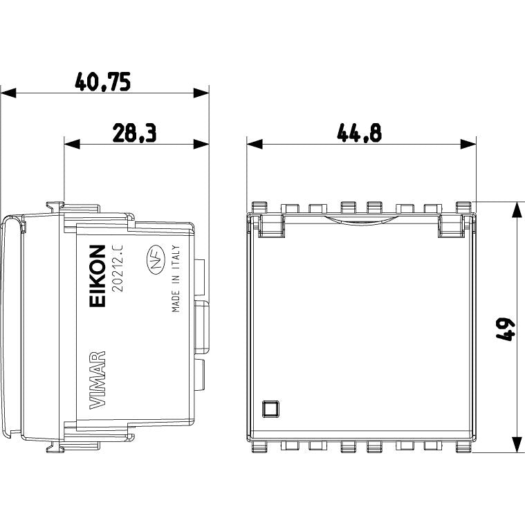 Vimar Eikon SICURY French Standard Socket Outlet, 2P+E 16A 250V, 2-Module — Quality Boat Parts