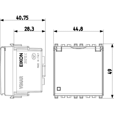 Vimar Eikon SICURY French Standard Socket Outlet, 2P+E 16A 250V, 2-Module — Quality Boat Parts